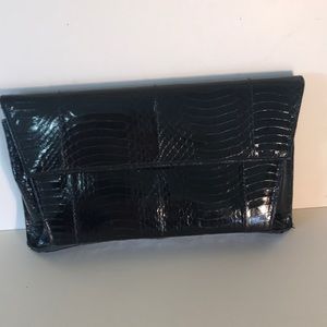 J Renee Snakeskin Black Clutch